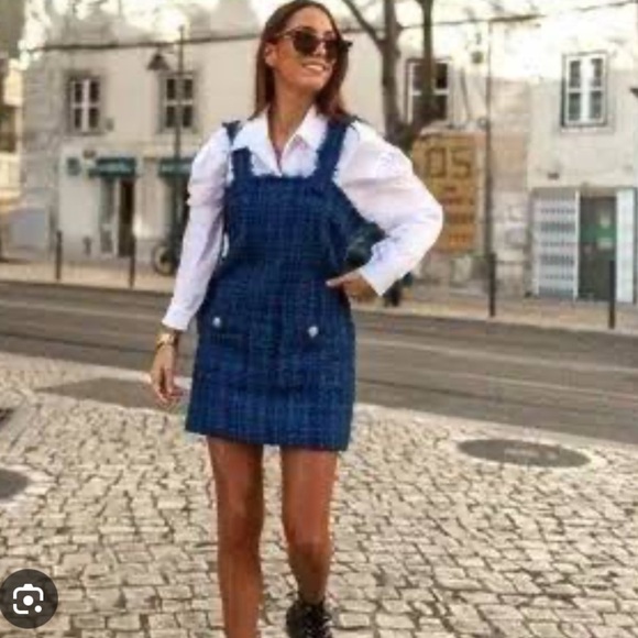 Zara Textured Pinafore Dress Small New without tag - Picture 3 of 6